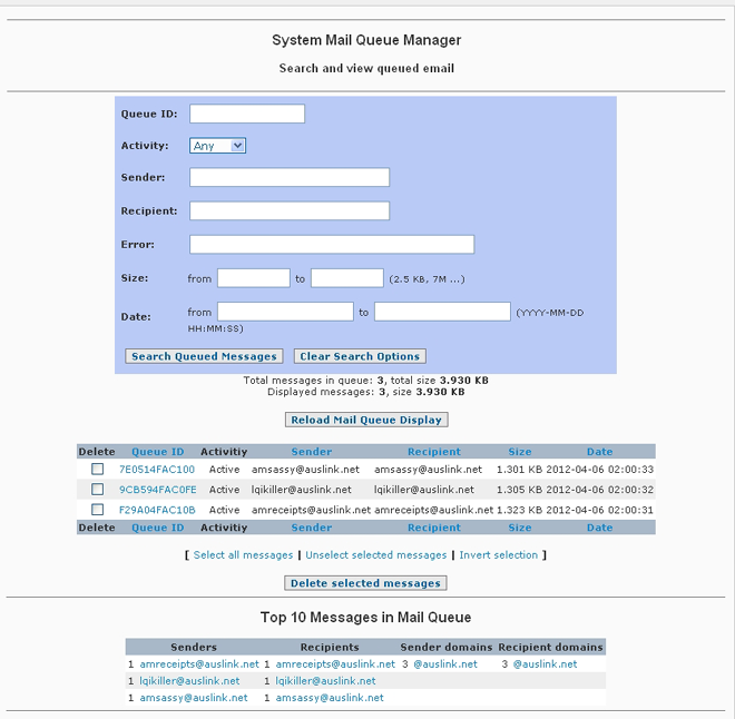 SpamWall Mail Queue Manager