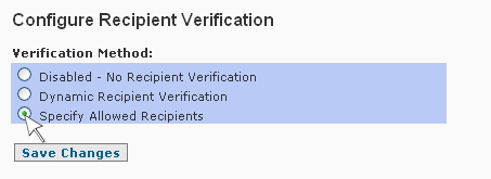 SpamWall Enable Recipient Verification