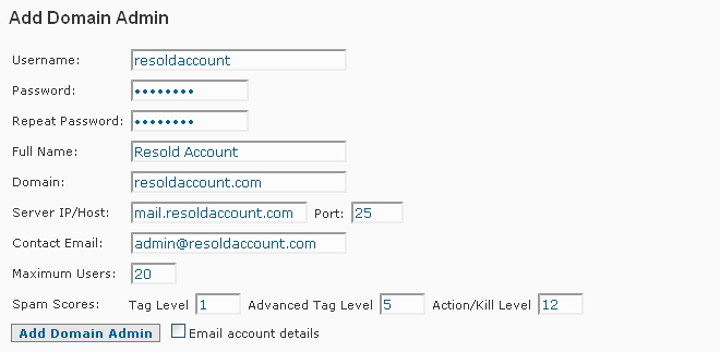 Resold Account Setup