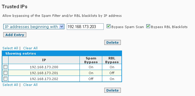 SpamWall Trusted IPs